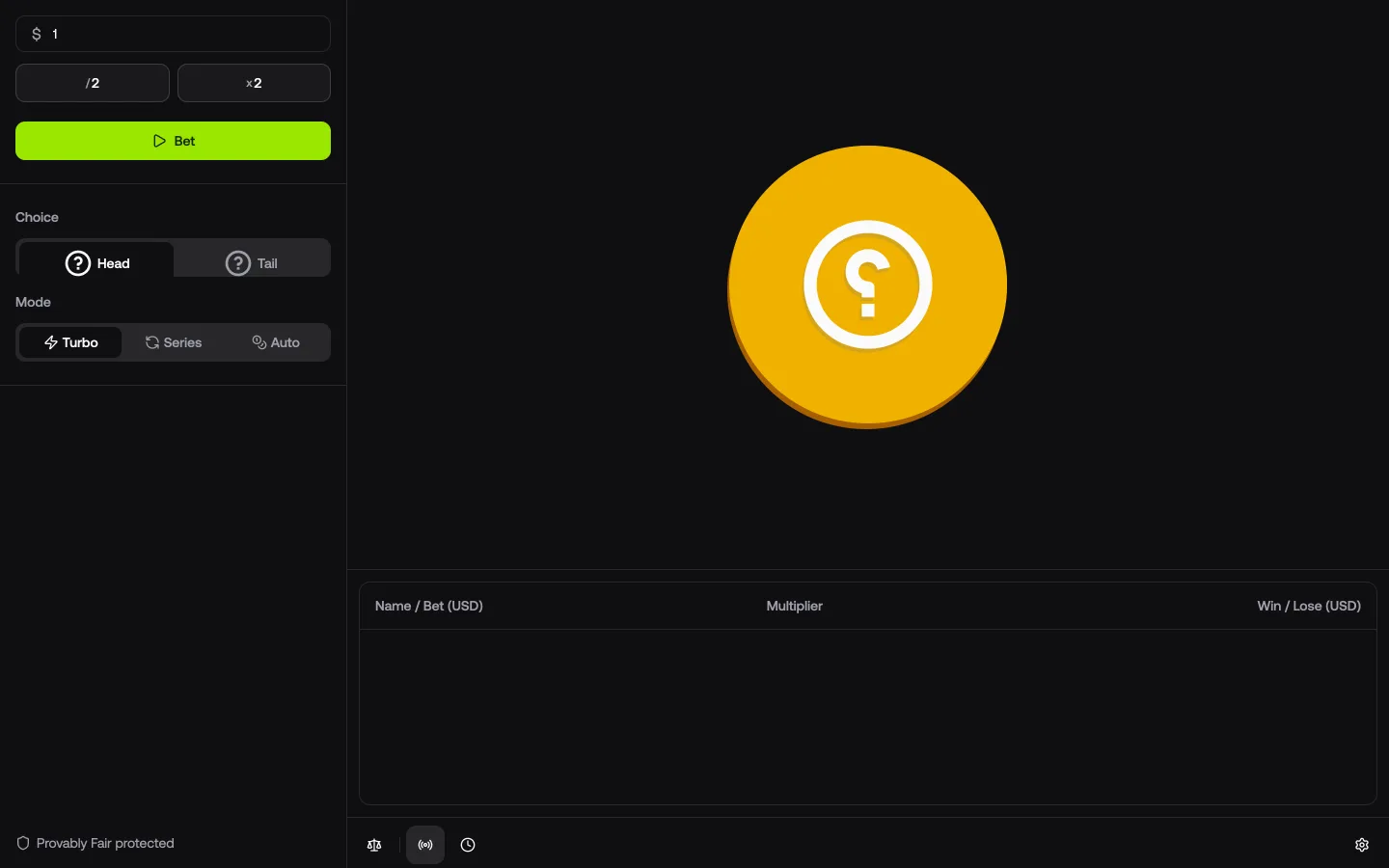 Coinflip interface