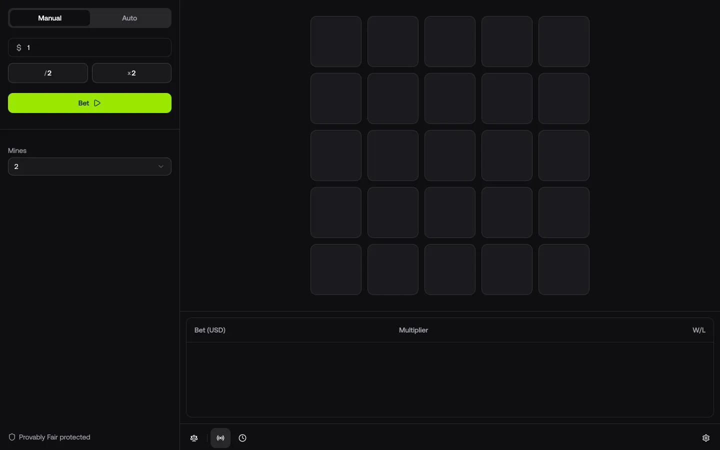 Mines interface