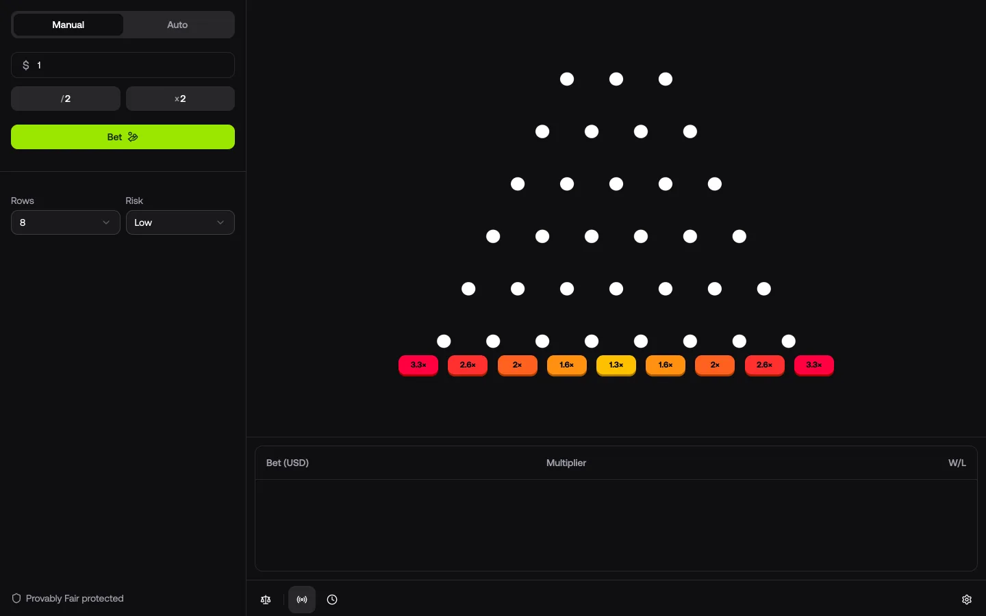 Plinko interface